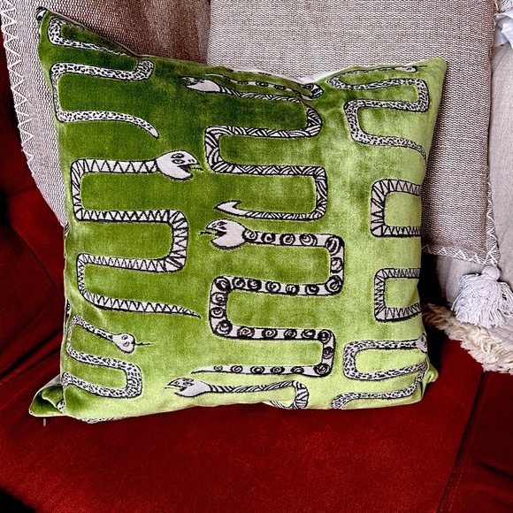 Pacific Coast Home Furnishings inc green velvet snake pillow